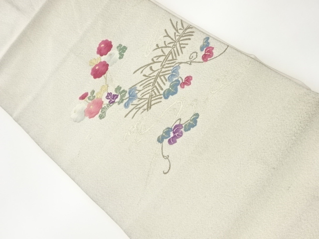 菊に蔦模様織出し名古屋帯